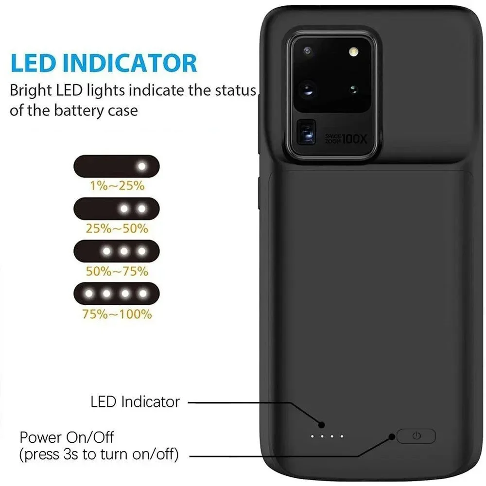 New 4800mAh Rechargeable Black Battery Case for Samsung Galaxy S20